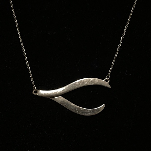 Sterling Silver Lucky Wishbone Necklace - Picture 2 of 4